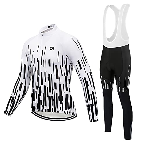 Coconut Ropamo CR Men's Cycling Clothing Sets Long Sleeve Cycling Jersey Zipper Pocket Cycling Bib Pants 3D Padded (3006, 3XL)