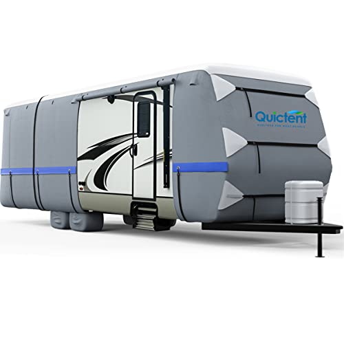 Quictent Upgraded Travel Trailer RV Cover, Extra-Thick 6-ply Camper Cover, Fits 30-33Ft Motorhome -Breathable Watertight Quick-Drying Rip-Stop Anti-UV with 2 Windproof Straps, 4 Tire Covers