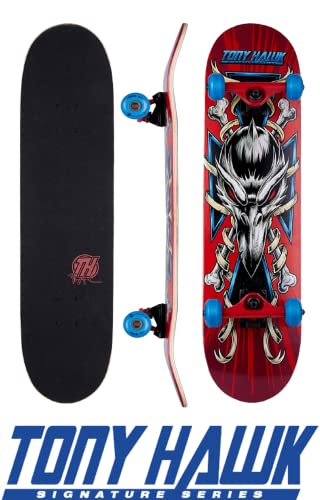 31' Tony Hawk Signature Series Skateboard, 9 - Ply Maple Deck Skateboard for Cruising, Carving Tricks, and Downhill
