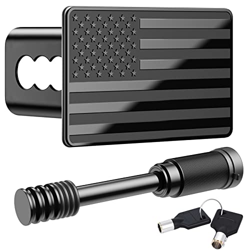 KINIDAS American Flag Metal Trailer Hitch Cover for 2 Inch Receivers - Tow Hitch Cover with with 5/8-Inch Pin Diameter Trailer Hitch Lock, Safeguard Your Trailer with Patriotic Flag