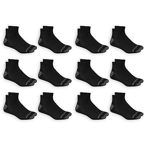 Fruit of the Loom Men's Dual Defense Ankle Socks (12 Pack), Black, Medium (6 - 12)