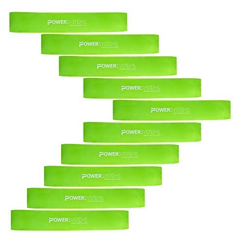 Power Systems Versa Loops Light Resistance Exercise Strength Training Bands for Leg, Core, and Arm Work Outs, Lime Green (10 Pack)