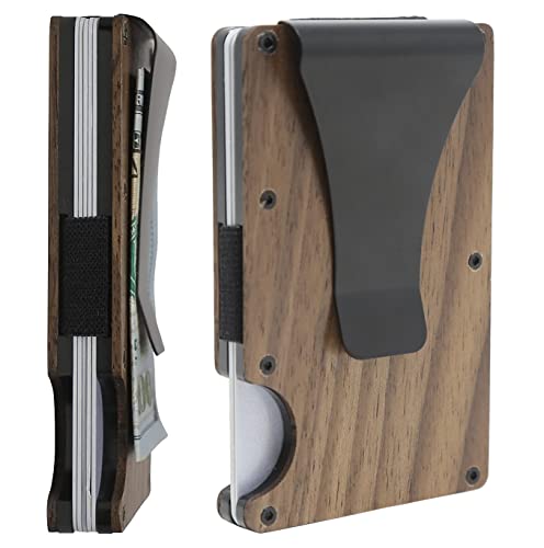 Slymr – Sloan - Minimalist Slim Wallet for Men – RFID Blocking – Metal Wallet With Money Clip – Carbon Fiber Front Pocket Wallet