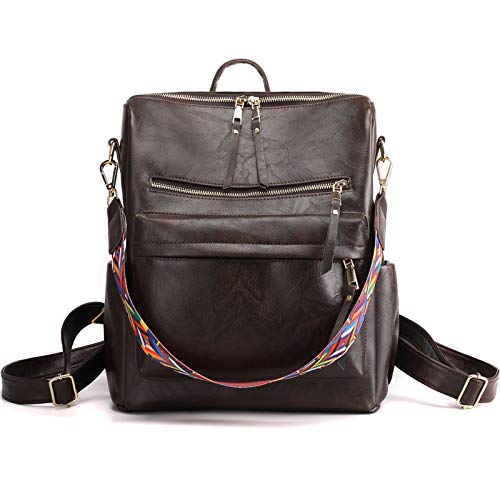 ZOCILOR Women's Fashion Backpack Purse Multipurpose Design Convertible Satchel Handbags and Shoulder Bag PU Leather Travel bag (Coffee)