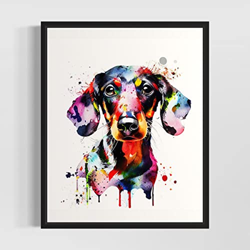 Dachshund Dog Art Print Poster, Wall art Painting Decor, Puppy Pop Art Home Decor Artwork For Bedroom Living Room Bathroom Decor, Puppies Colorful Photo (Dachshund Watercolor, 11x14 inches (Unframed))