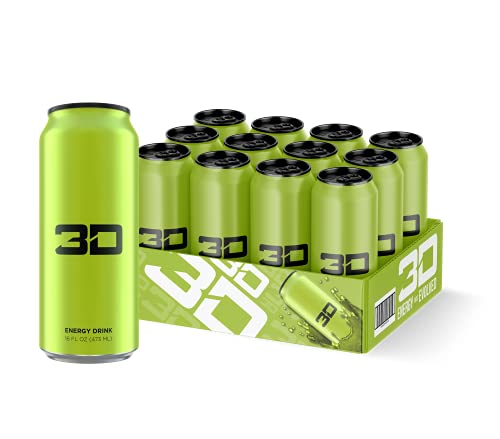 3D Energy Citrus Dew | Sugar Free Energy Drink | Pre Workout Energy | 200mg Caffeine with Taurine and L-Carnitine | 16 Fluid Ounce | 12 Pack | Green