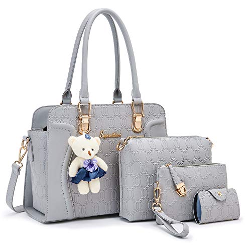 Women's Fashion Handbags Tote Bags Shoulder Bag Top Handle Satchel Purse Set 4pcs