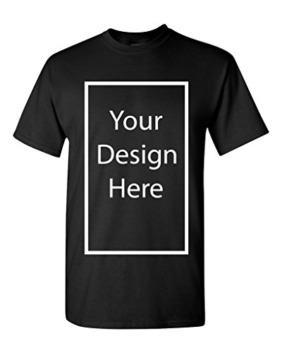 Add Your Own and Text Design Custom Personalized Adult T-Shirt Tee (Small, Black)