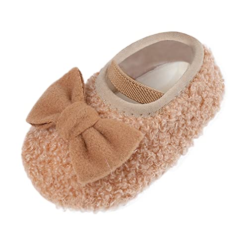Bblulu Newborn Fleece Slippers Soft Sole Ankle Boooties Anti-Slip & Stay on Infant Slippers Socks Booties Newborn Crib Shoes First Walkers Shoes