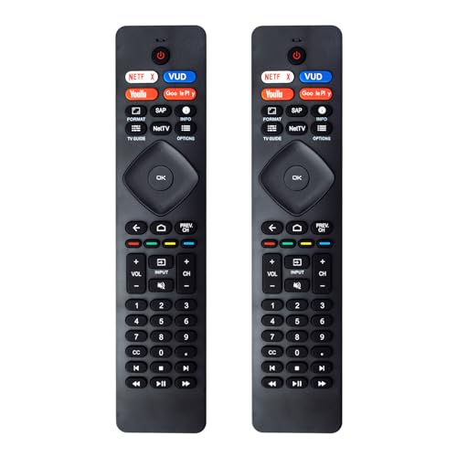 2 Pack NH800UP RF402A-V14 IR Remote Control Replacement for Philips Android 4K Ultra HD Smart LED TV (No Voice) 43PFL5766/F7 50PFL5704/F7 55PFL5604/F7 55PFL5704/F7 65PFL5504/F7 65PFL5704/F7 75PFL5704