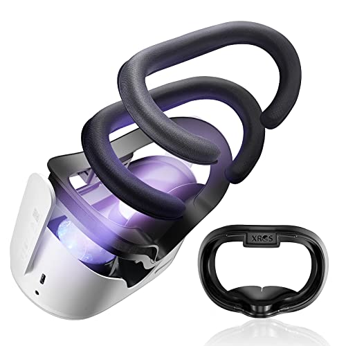 XROS VR Upgraded Face Cushion Compatible with Quest 2 Accessories, Two Soft Facial Interface Foam Replacement, Air-Circulation Design Face Cover Foam Pad, Anti-fogging Black