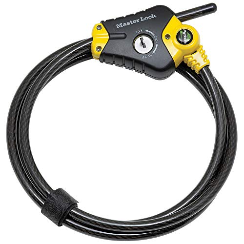 Master Lock 8413DPF Python Cable Lock with Key, 1 Pack, Black and Yellow, 6' x 3/8' diameter