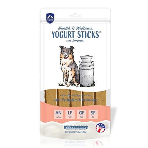 Yogurt Sticks, Prebiotic & Probiotics,Protein Rich - Lactose Free - Gluten Free - Corn Free - Grain Free ,USA Made for All Breeds ,5 pieces of Droolicious Yogurt Sticks ,Bacon Flavor