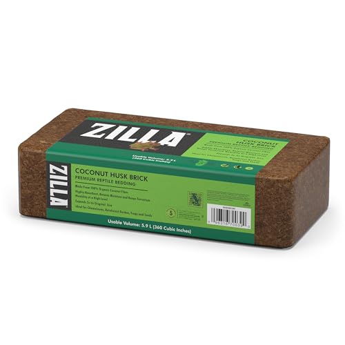 Zilla Pet Reptile Terrarium Substrate Bedding, Coconut Husk Brick, for Chameleons, Rainforest Geckos, Frogs & Toads, 1.43 lb.