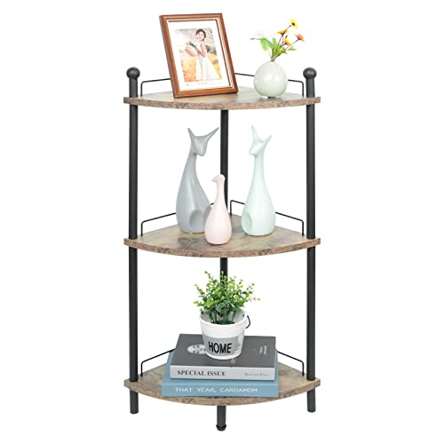 Aibohayi Small Corner Shelf Stand for Bathroom, Corner Bookshelf Plant Stand, Multipurpose Corner Display Rack Industrial Storage Corner Decor for Living Room, Small Spaces, Bedroom, Kitchen