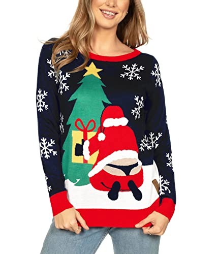 Tipsy Elves Women's Winter Whale Tail Sweater - Funny Santa Ugly Christmas Sweater: Medium