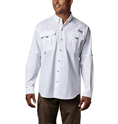 Columbia Men’s PFG Bahama II Long Sleeve Shirt, White, Medium