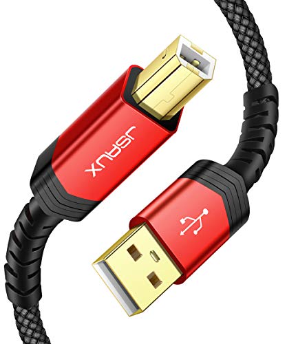 JSAUX Printer Cable, 15FT USB Printer Cable USB 2.0 Type A Male to B Male Scanner Cord USB B Cable High Speed for HP, Canon, Epson, Dell, Brother, Lexmark, Xerox, Samsung etc and Piano, DAC