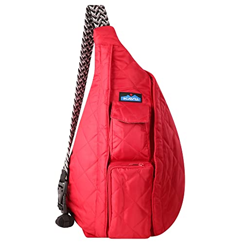 KAVU Rope Puff Bag Sling Crossbody Backpack Travel Quilted Purse-Scarlet