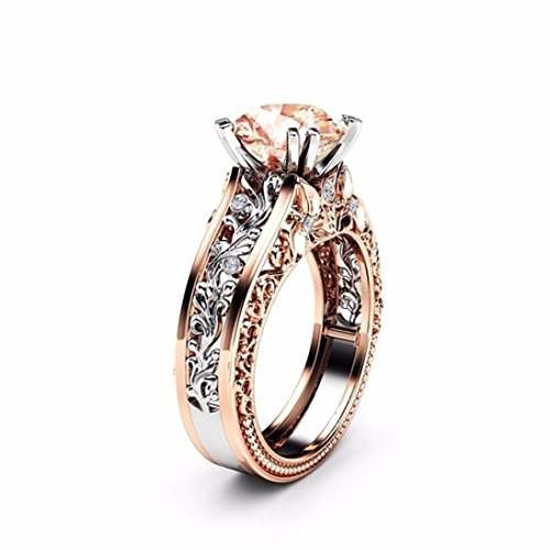 Auwer Rings, Clearance! Fashion Women Color Separation Rose Gold Engagement Wedding Floral Ring (US : 7, Coffee)