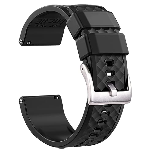 Ritche 20mm Silicone Watch Band Compatible with Samsung Galaxy Watch 4/5/ 5 Pro, 40mm/ 45mm Band 20mm Quick Release Rubber Watch Bands for Omega x Swatch Moonswatch for Men Women