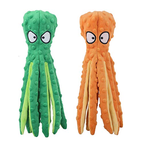 CPYOSN Dog Squeaky Toys Octopus - No Stuffing Crinkle Plush Toys for Puppy Teething, Durable Interactive Chew Toys for Small, Medium and Large Dogs Training and Reduce Boredom, 2 Pack