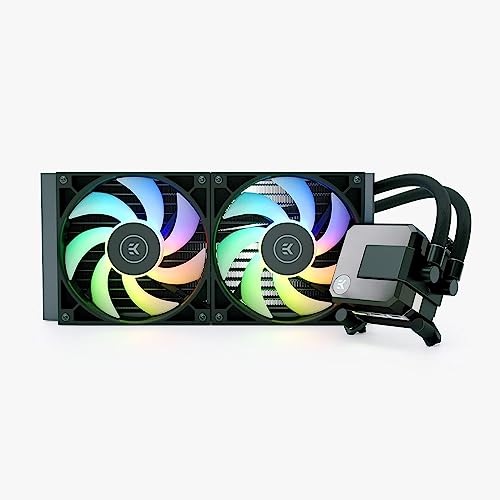 EK AIO Elite 280mm D-RGB All-in-One CPU Liquid Cooler with EK-Vardar High-Performance PMW Fans, Water Cooling Computer Parts, 140mm Fan, Intel 115X/1200/2066, AMD AM4
