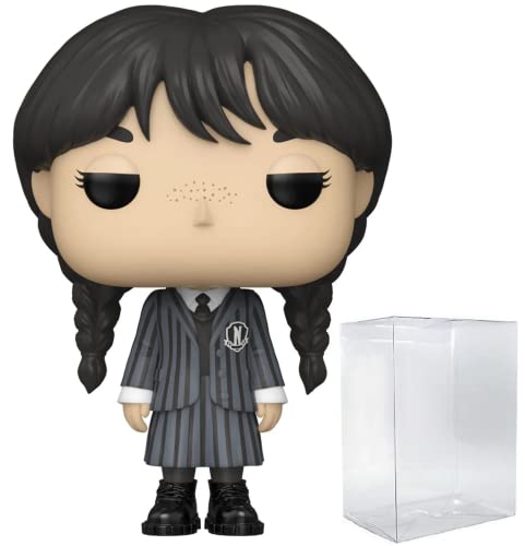POP Wednesday - Wednesday Addams Funko Vinyl Figure (Bundled with Compatible Box Protector Case), Multicolor, 3.75 inches