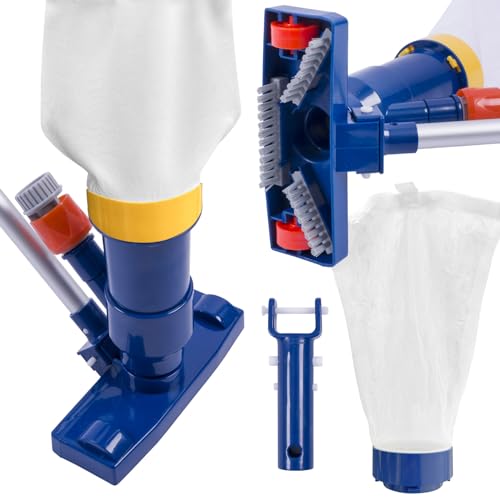 POOLAZA Portable Pool Vacuum Jet Underwater Cleaner (2024 Upgrade)with Fine Mesh Bag& 56' Pole, Handheld Jet Pool Vacuum for Above Ground Pool, Underwater Spa Pool Vacuum Cleaner Attach to Garden Hose