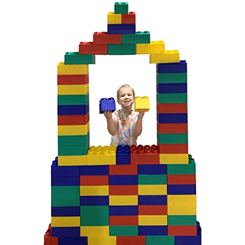 BiggoBlocks 96pc Jumbo Blocks Set | Made in The USA | 80 Large Blocks | 16 Small Blocks | 4 Colors Red Yellow Green Blue