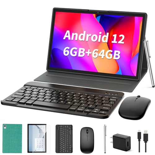 Android Tablet 2 in 1 Tablet, 10 inch Android 12 Tablet 6GB+64GB with Keyboard, Tablets with Case Mouse Stylus,512GB Expandable Dual Camera, WiFi, Bluetooth, Google Certified Tablet PC(Green)