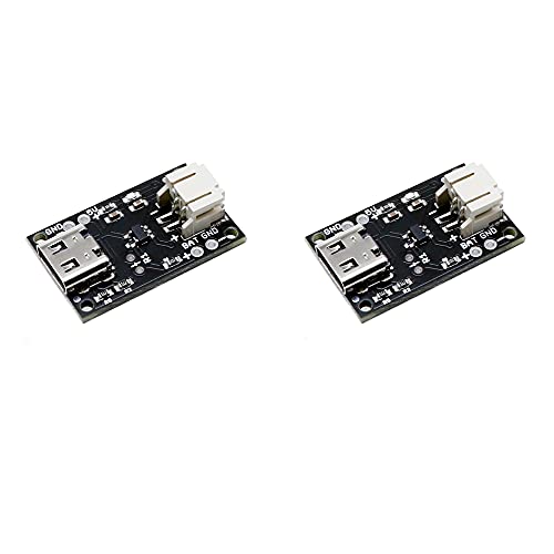 Treedix 2pcs Type C USB LiPo Battery Charger Board with Battery Protection JST Socket with LED Indicator Charging Rate Adjustable Automatic Power-Down