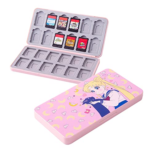 PERFECTSIGHT Cute Game Card Case for Nintendo Switch/Switch Lite/OLED, 24 Game Holder Cartridge Case for Game Cards and 24 SD Cards, Kawaii Portable Compact Storage Box (Pink Usagi, 24 Slots)