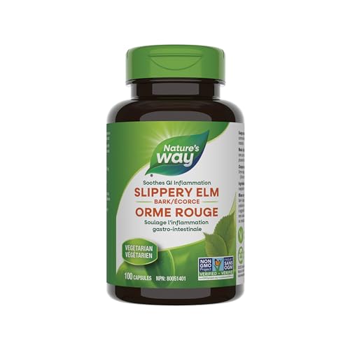 Nature's Way Slippery Elm Bark, Traditional Support to Soothe the GI Tract*, Vegan, 100 Capsules (Packaging May Vary)