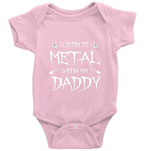 SiYooca I Listen To Heavy Metal With My Daddy Infant Rompers Short Sleeve Baby Bodysuit