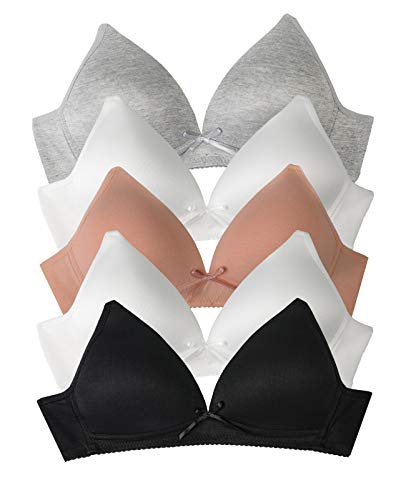 Barbra Lingerie Big Girls Bras for Teen Girl Wireless Molded Padded Juniors Training Bra 5 Pack (36A)