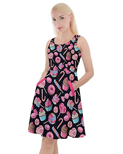 CowCow Womens Yummy Sweet Lollipop Candy Seamless Knee Length Skater Dress-XL
