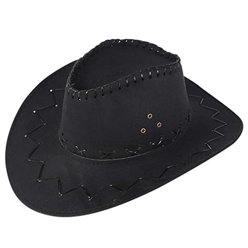 Bokeley West Cowboy Hat - Cowboy Hat Unisex Adult –Mongolian Hat Sunshade Cap–Fedora Outdoor Wide Brim Hat (Black)