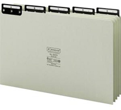 Smead Pressboard Guides, Flat Metal 1/5-Cut Tab with Insert (A-Z), Legal Size, Gray/Green, Set of 25 (52576)