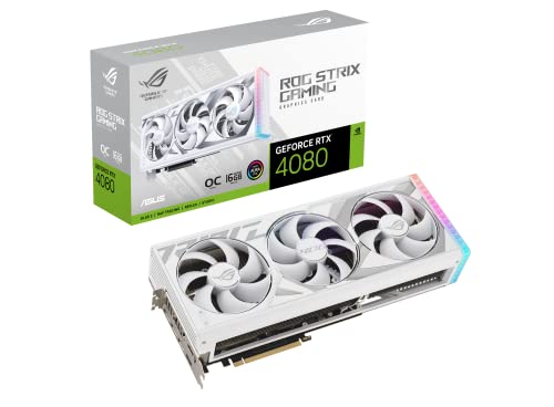 ASUS ROG Strix GeForce RTX 4080 White OC Edition Gaming Graphics Card (PCIe 4.0, 16GB GDDR6X, HDMI 2.1a, DisplayPort 1.4a)