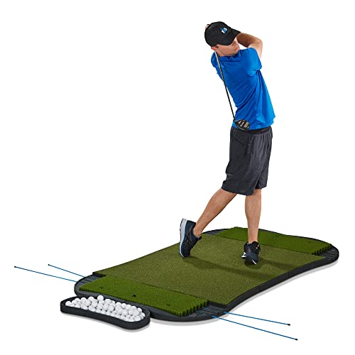 Fiberbuilt Golf 6'x4' Hourglass Pro Studio Mat Kit - Double-Sided Hitting Mat with Premium Fiberbuilt Grass Turf - Launch Monitor Tested - Indoor/Outdoor,Green