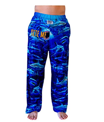 BRIEF INSANITY Lounge Pajamas Pants for Men and Women | Animal Shark Print Bottoms - Great White Loungewear Pants