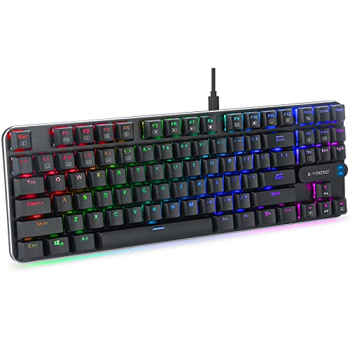 DEANEEK Mechanical Gaming Keyboard Compact 87 Key Tenkeyless RGB Backlit Computer Keyboard with TKL Tenkeyless Hot-Swappable Ultra-Slim USB-C Anti Ghosting for PC, MAC Z-66 (Black-Red Switch)