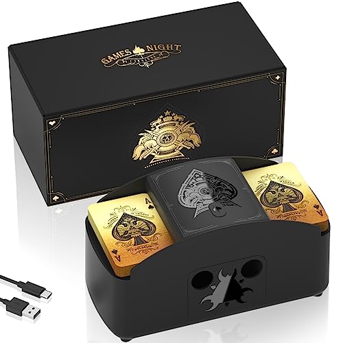 Ni-SHEN 1-2 Deck Fully Automatic Card Shuffler,USB/Battery Operated Electric Shuffler, Lower Noise Playing Card Shuffle for UNO,Poker, Phase 10,Skip-Bo,Blackjack