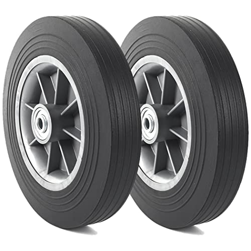 AR-PRO 2-Pack 10''x2'' Flat Free Solid Rubber Replacement Tires with 1/2' Axles, Flat-Free Tires for Hand Trucks and Wheelbarrows