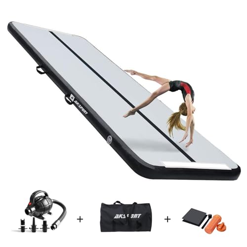 AKSPORT Air Mat Tumble Track Gymnastics Tumbling Mat Inflatable Floor Mats With Electric Air Pump for Home Use/Tumble/Gym/Training/Cheerleading/Parkour/Beach/Park/Water(black, 9.84)