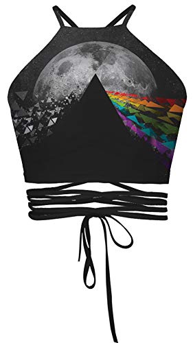 Sister Amy Women's Halter Cross Hollow Boho Bandage Camis Crop Top Vest B-Mountain One Size