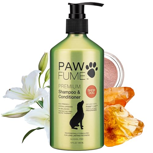 Pawfume Dog Shampoo and Conditioner – Hypoallergenic Dog Shampoo for Smelly Dogs – Best Dog Shampoos & Conditioners – Probiotic Pet Shampoo for Dogs – Best Dog Shampoo for Puppies (Show Dog)