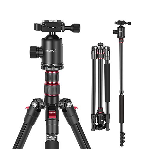 NEEWER 77 inch Camera Tripod Monopod for DSLR, Phone with 360° Panoramic Ball Head, 2 Axis Center Column, Arca Type QR Plate, Compact Aluminum Lightweight Travel Tripod 34lb Max Load, Bag Included