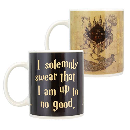 Paladone Marauders Map Color Changing Mug, I Solemnly Swear I Am Up To No Good, Harry Potter Heat Sensitive Coffee Mug (300 ml)